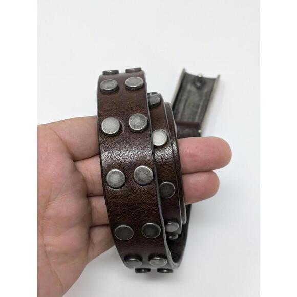 Vintage Armani Jeans Brown Studded Leather Belt 95/110 US Size 37-42 - Picture 2 of 4